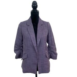Skies Are Blue NWT Women's S Dark Purple Ruched 3/4 Sleeve Fitted Blazer Office